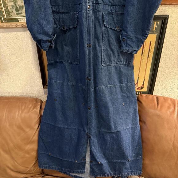 J. Peterman Horsemans 80s Duster Ranchers Coverall Jacket Equestrian Denim Large - Picture 5 of 9